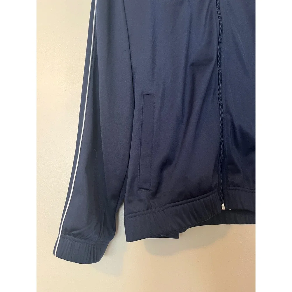 NIKE Men's Zip Up Track Jacket Y2K 2000s Swoosh Logo Striped Sleeve‎ Navy | XL